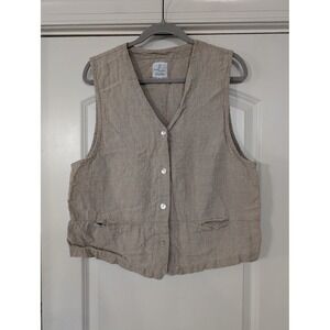 Linen Vest Via Vai by Pollero Women's Medium Button Down Sleeveless Top